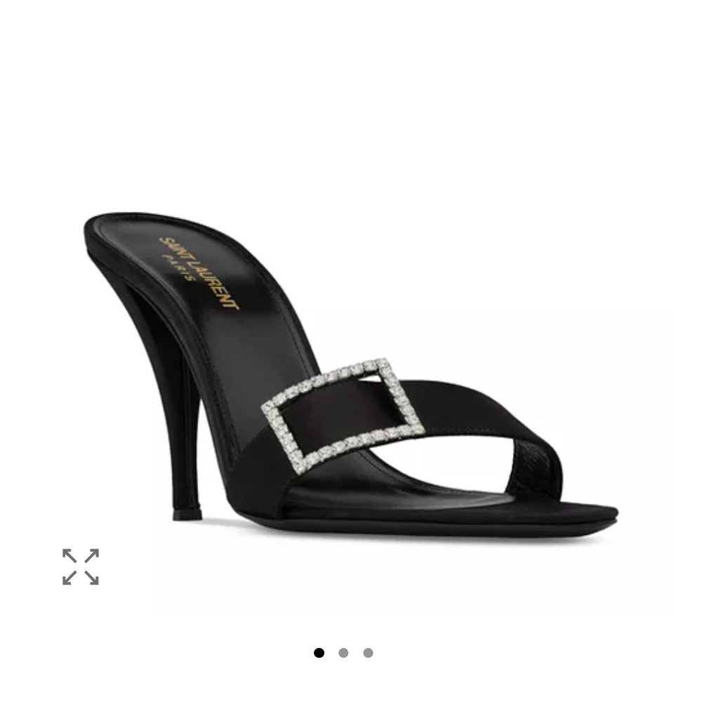 Saint Laurent Black Heels with Rhinestone Buckle - Picture 9 of 10
